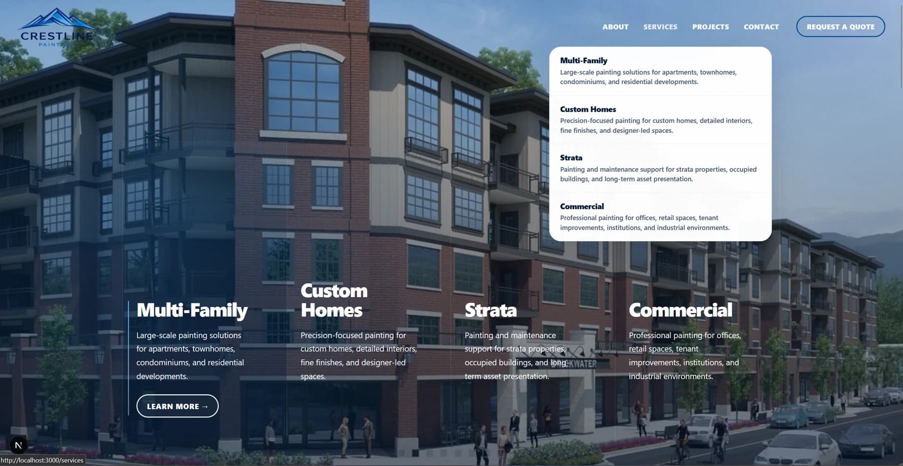 Crestline Painting custom business website showcase