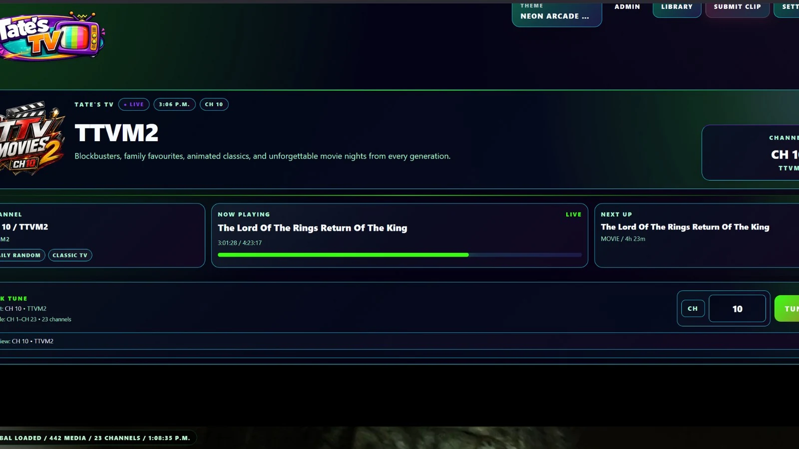 Tate's TV custom streaming web application showcase